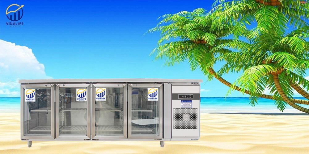 Tủ Bàn Lạnh 4 Cánh Kính